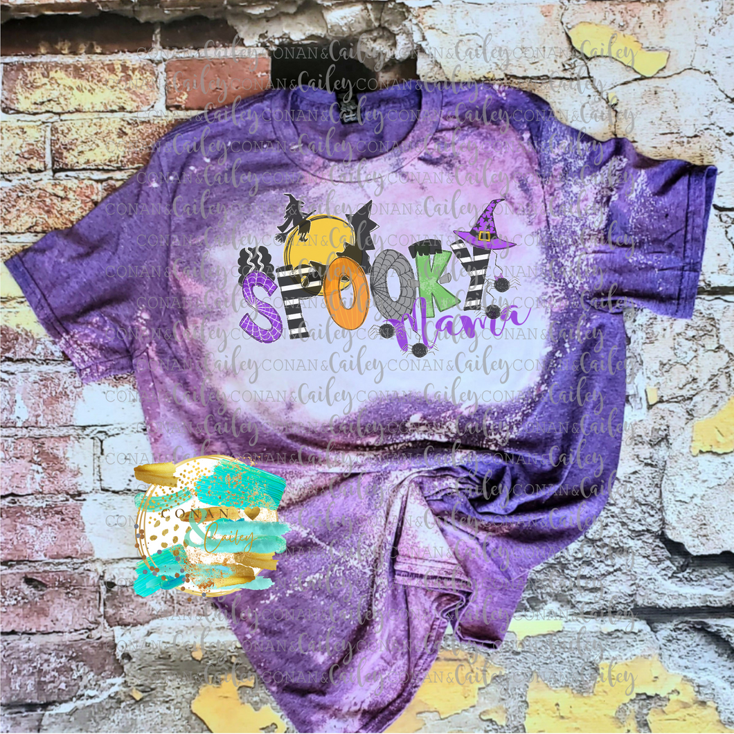 Hand Bleached Purple SPOOKY Mama Tee